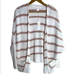 C & C California Cardigan Sweater Open Front Striped Size M New